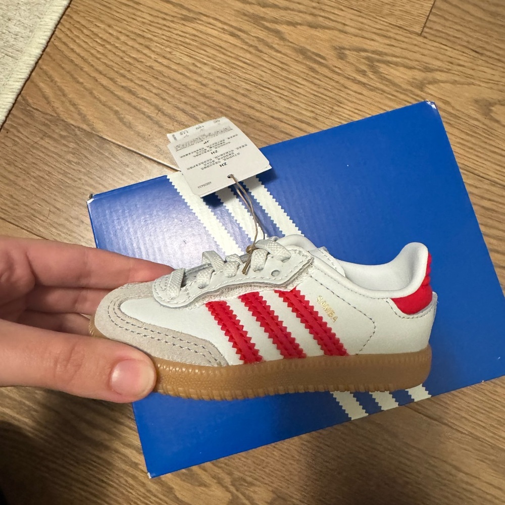 adidas Kids White Red Gum Sole Sneakers